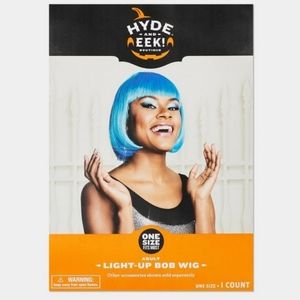 NEW! HYDE & EEK! BOUTIQUE Adult Light Up Blue Bob Halloween Costume Wig